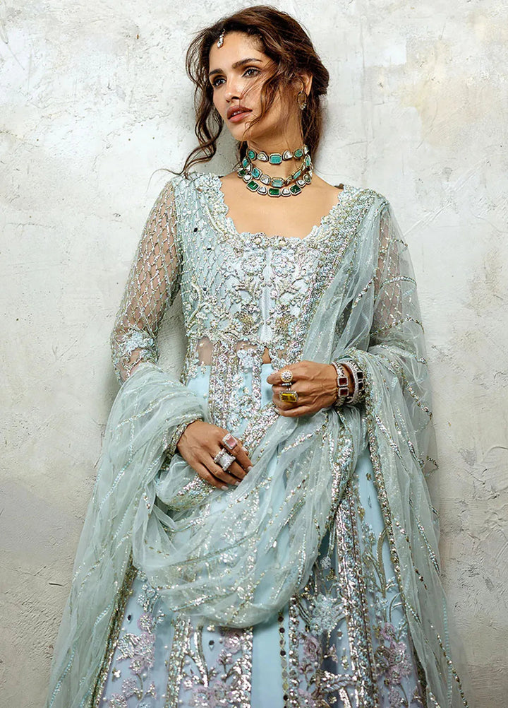 Stardust by Mushq Embroidered Net Suit Unstitched 4 Piece MQ24SW MWD-08 Silver Screen - Formal Collection