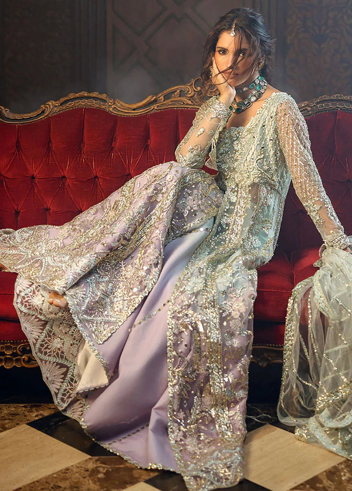 Stardust by Mushq Embroidered Net Suit Unstitched 4 Piece MQ24SW MWD-08 Silver Screen - Formal Collection