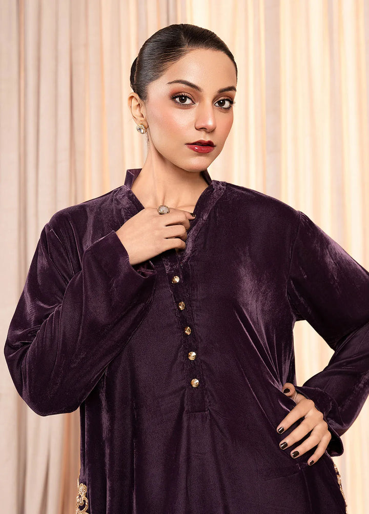 Stitch Vibes Pret Dyed Velvet 2 Piece Suit Plum Reverie