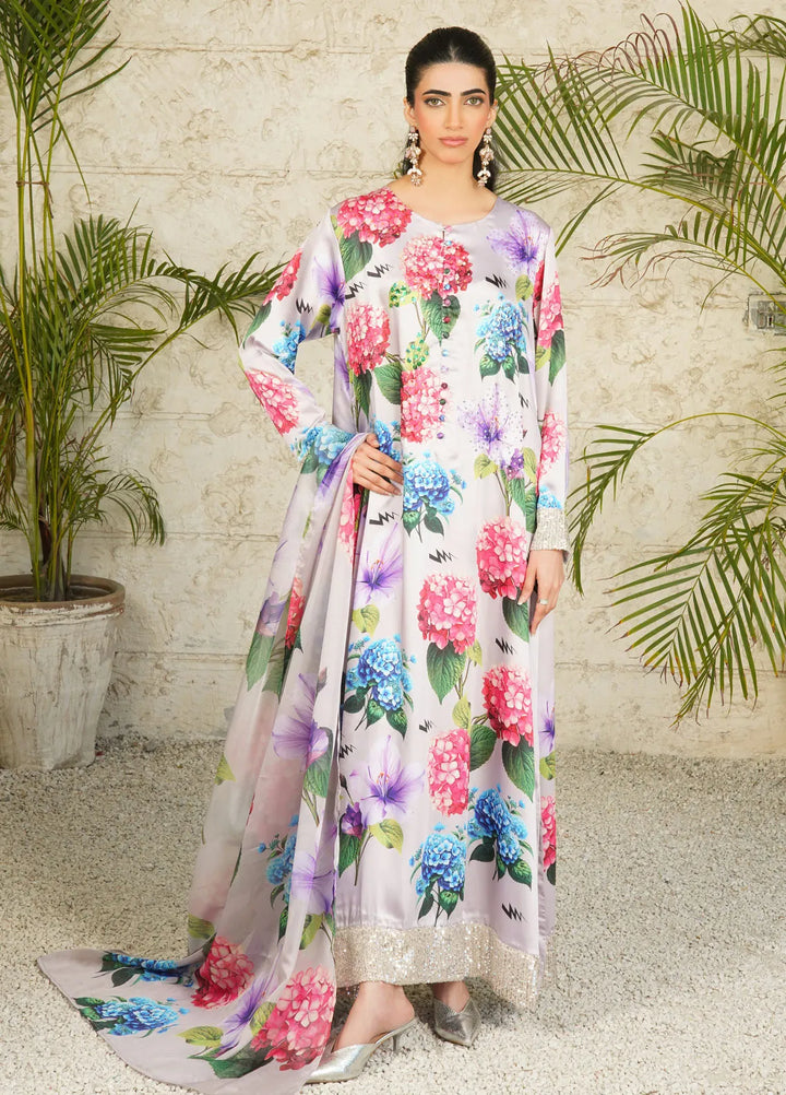 Stitch Vibes Pret Printed Charmeuse 3 Piece Suit Celeste Floraison