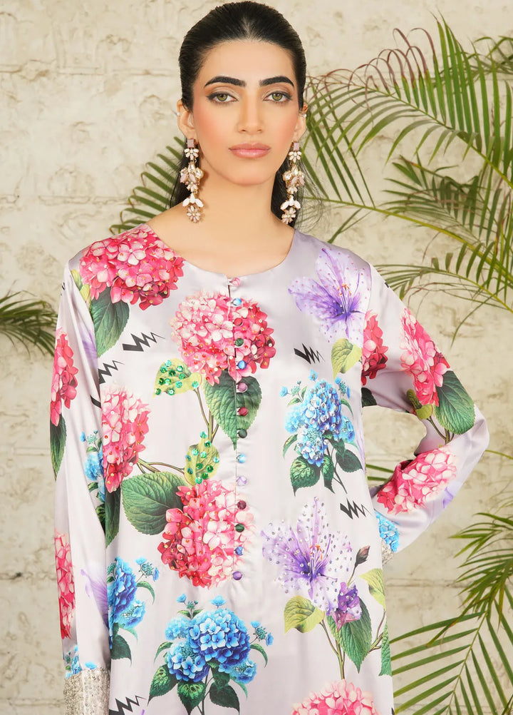 Stitch Vibes Pret Printed Charmeuse 3 Piece Suit Celeste Floraison