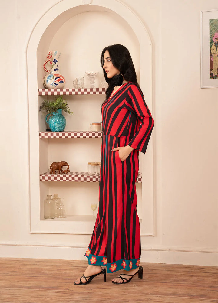 Stitch Vibes Pret Printed Crepe Striped Jumpsuit