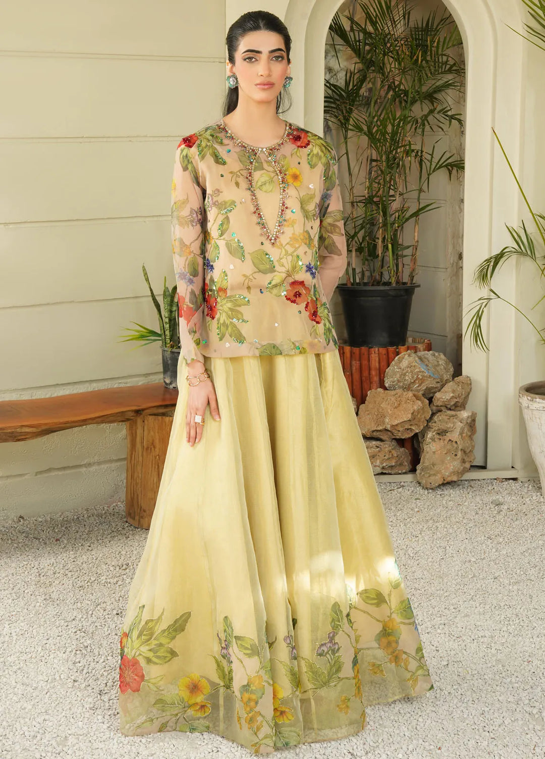 Stitch Vibes Pret Printed Zari Net 3 Piece Suit Ayla Verde