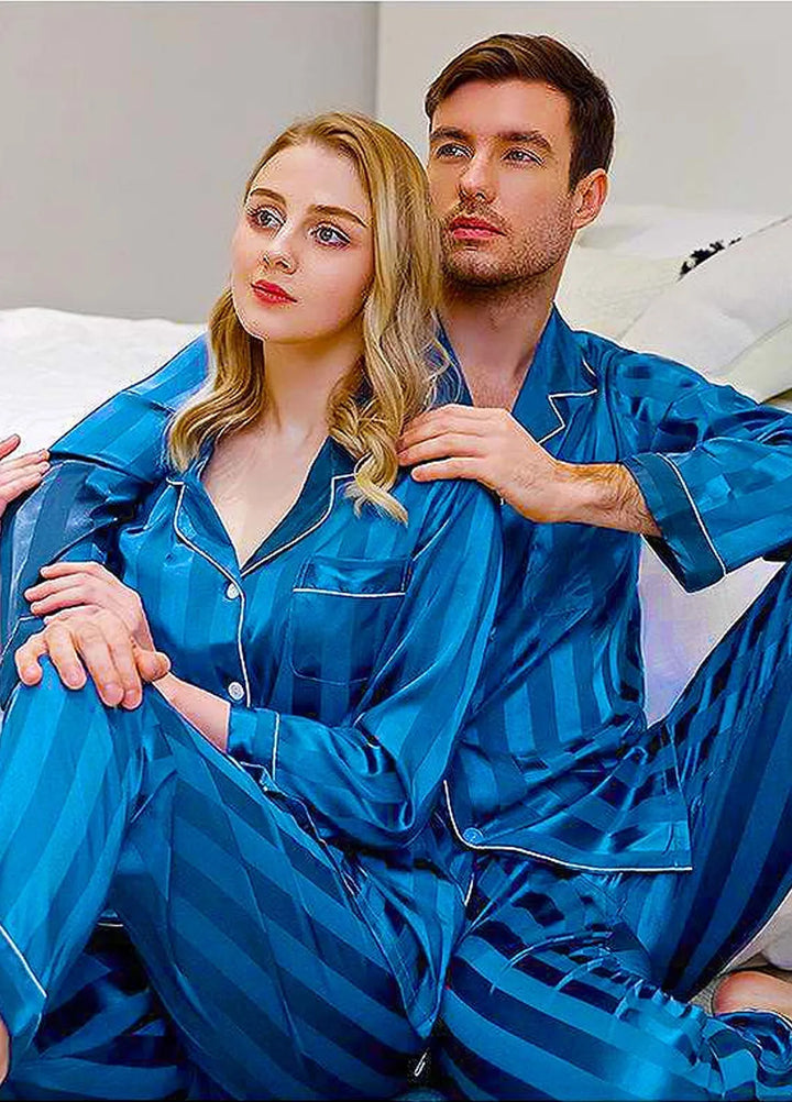 Studio By Arj Couple Pajama Set Casual Polyester 4 Piece Suit ARJ-COUP-02-TEAL