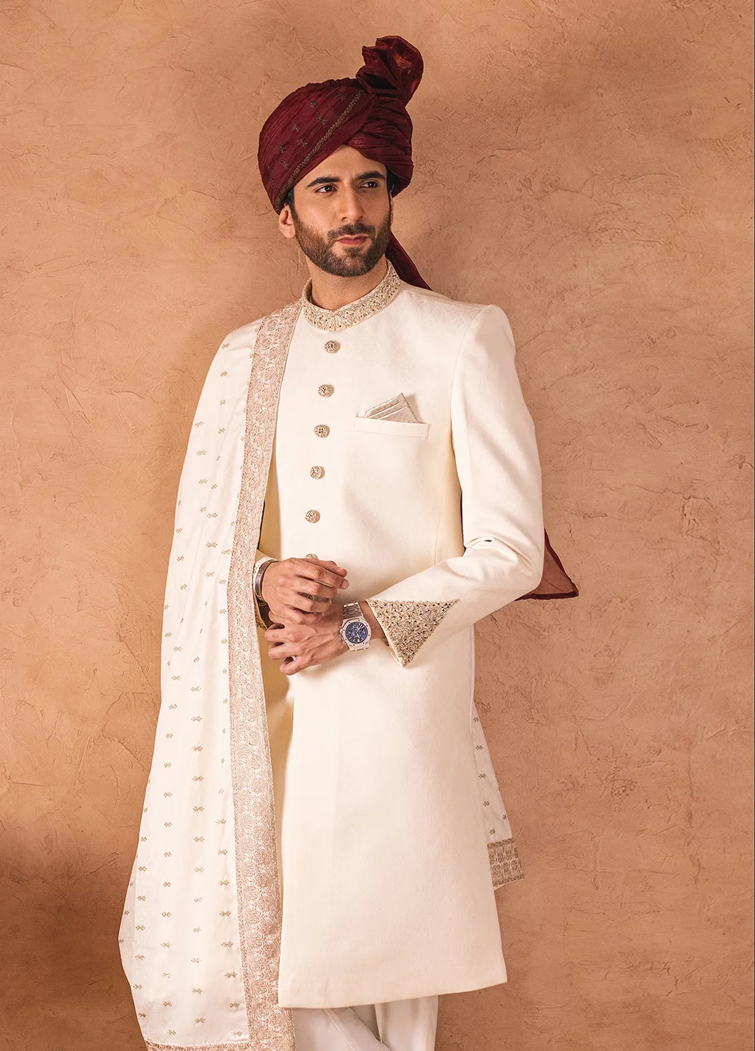 Stylish Embroidered Men Sherwani - SHR-03