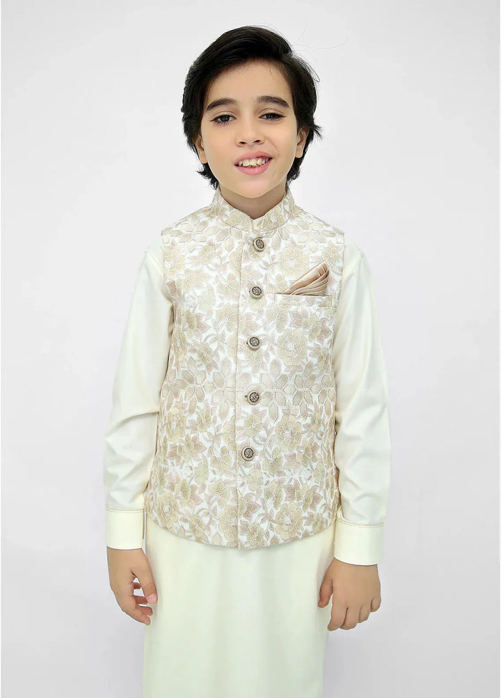 Stylish Garments Kids 3 Piece Shalwar Kameez WaistCoat Suit K-3226
