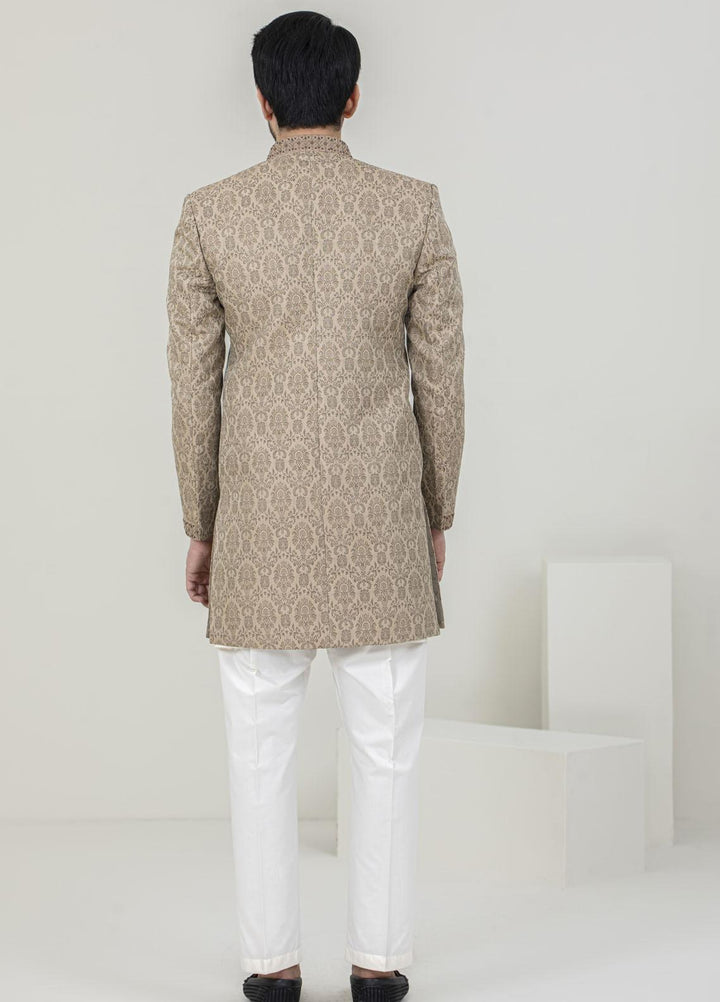 Stylish Jamawar Formal Sherwani for Men -  GS-5056 Golden