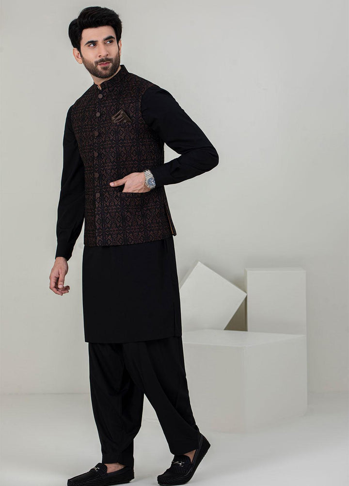 Stylish Missouri Formal Men Waist Coat - W-1698 Black Brown