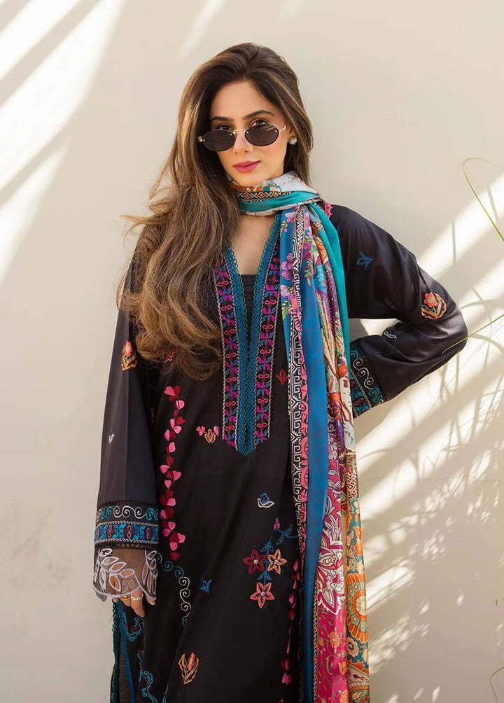 Suay by Farah Talib Embroidered Lawn Suits Unstitched 3 Piece FTA24LU FTA 01 Ilaria Black - Luxury Collection