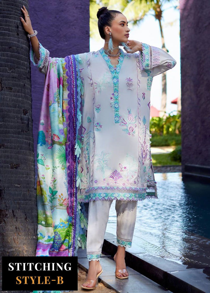 Suay by Farah Talib Embroidered Lawn Suits Unstitched 3 Piece FTA24LU FTA 08 Zoella Grey - Luxury Collection