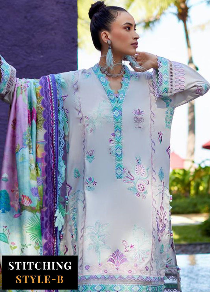 Suay by Farah Talib Embroidered Lawn Suits Unstitched 3 Piece FTA24LU FTA 08 Zoella Grey - Luxury Collection