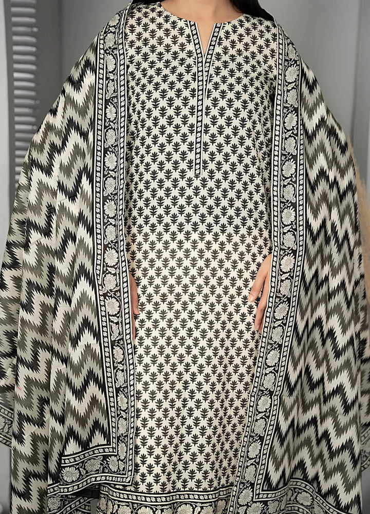 Sufinas By VS Textile Black And White Printed Lawn Suit Unstitched 3 Piece VS24S D-518 - Summer Collection