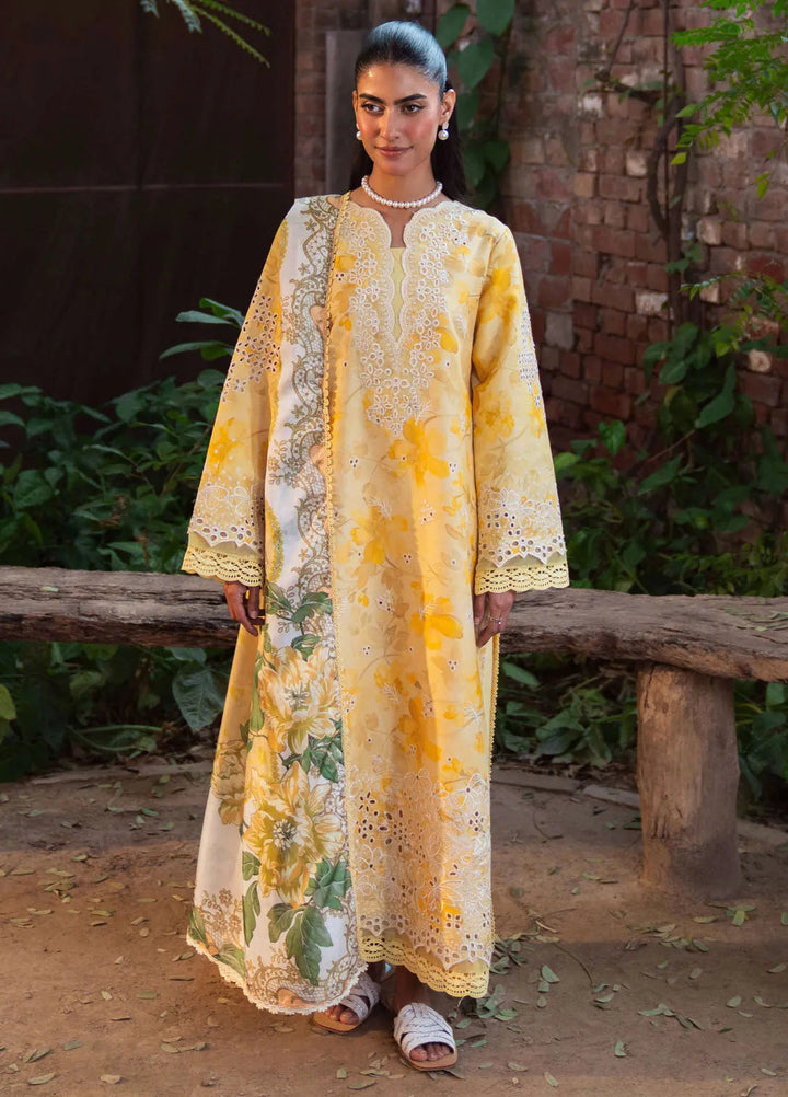 Summer Lines by Neeshay Embroidered Lawn Suit Unstitched 3 Piece NSH25SP Buttercup - Summer Collection