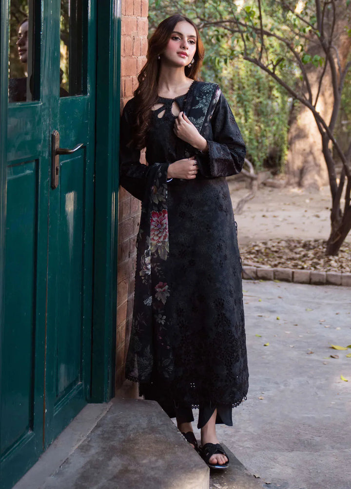 Summer Lines by Neeshay Embroidered Lawn Suit Unstitched 3 Piece NSH25SP Obsidian - Summer Collection