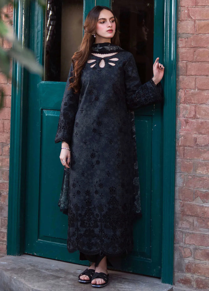Summer Lines by Neeshay Embroidered Lawn Suit Unstitched 3 Piece NSH25SP Obsidian - Summer Collection