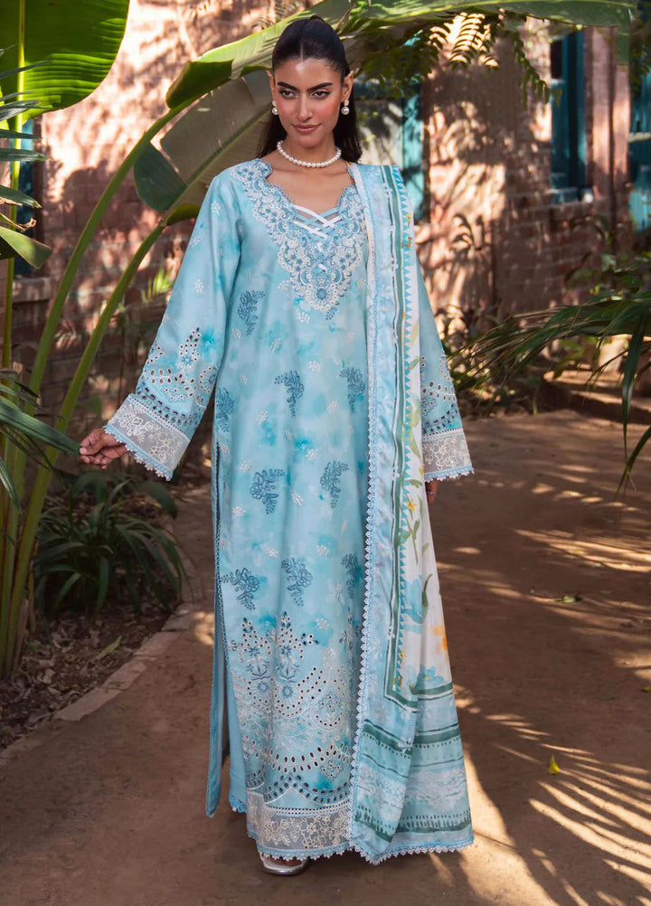 Summer Lines by Neeshay Embroidered Lawn Suit Unstitched 3 Piece NSH25SP Sky Wave - Summer Collection