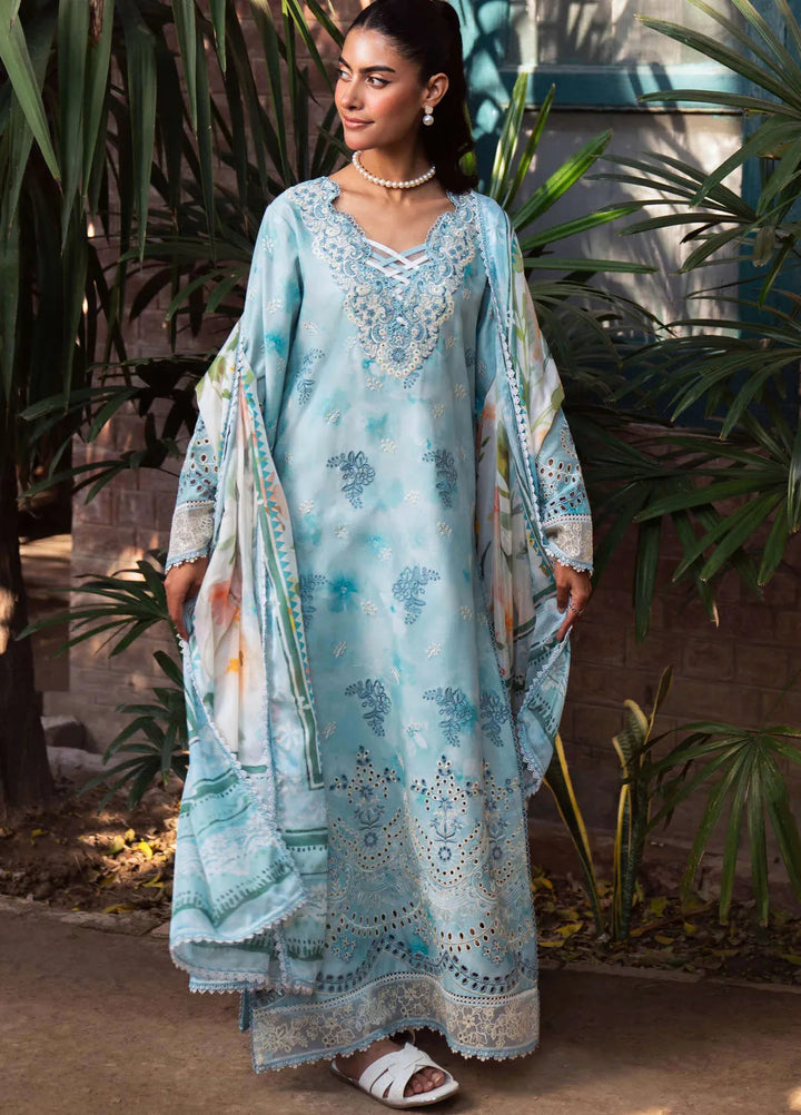 Summer Lines by Neeshay Embroidered Lawn Suit Unstitched 3 Piece NSH25SP Sky Wave - Summer Collection