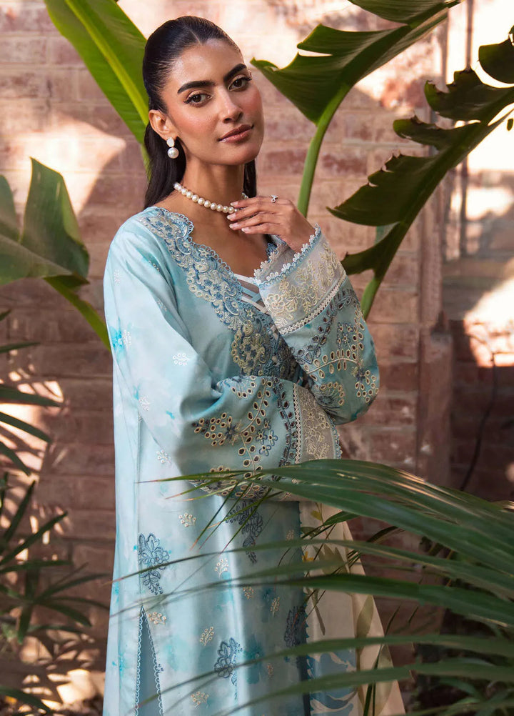 Summer Lines by Neeshay Embroidered Lawn Suit Unstitched 3 Piece NSH25SP Sky Wave - Summer Collection