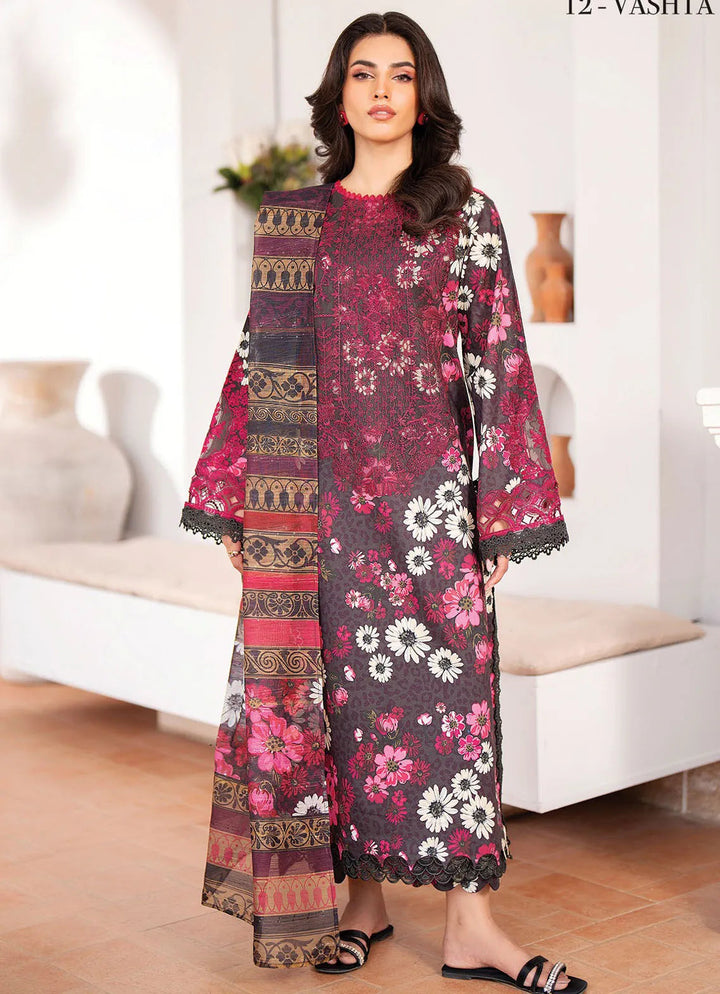 Summer Soriee By Xenia Embroidered Lawn Suit Unstitched 3 Piece ZE24SS Vashra - Summer Collection