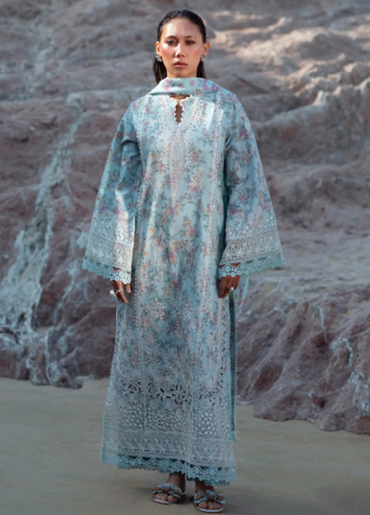 Summer Together by Afrozeh Embroidered Lawn Suits Unstitched 3 Piece AF25ST D-07 Aquamarine - Summer Collection