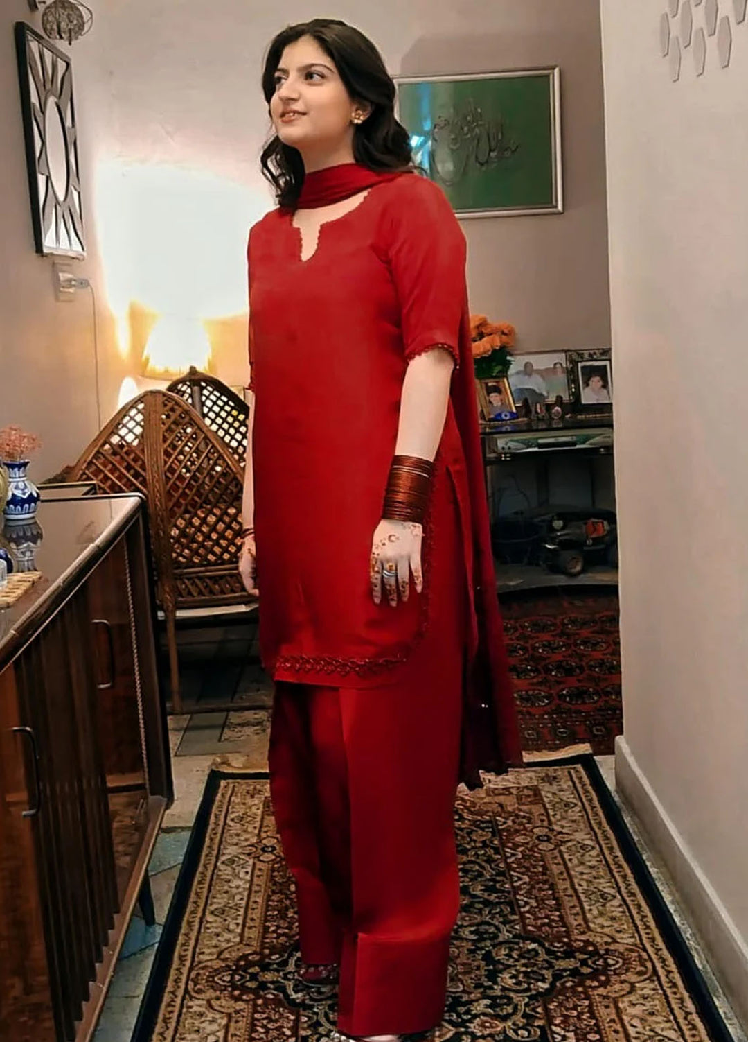 Syah Pret Embroidered Silk 3 Piece Suit Est-018 Laal Bahaar