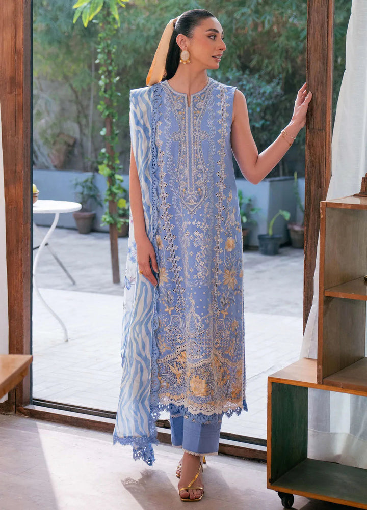 Symphony by Neeshay Embroidered Lawn Suits Unstitched 3 Piece NSH25S Indigo - Summer Collection
