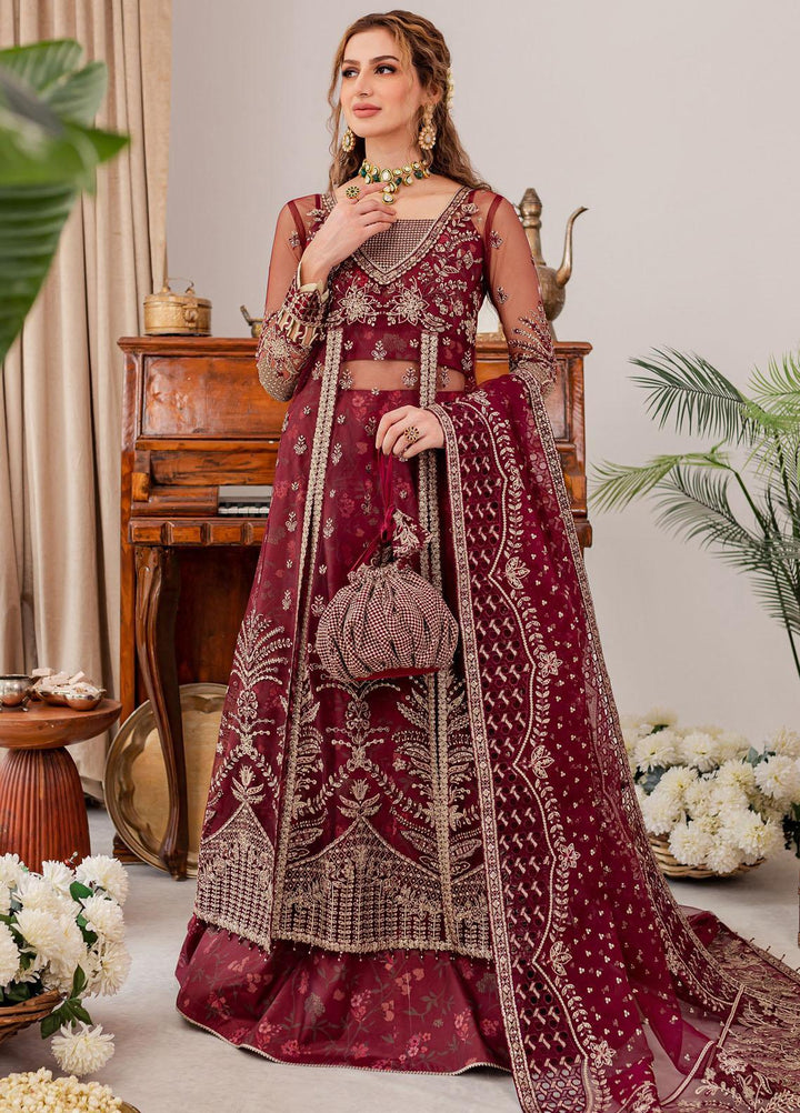 Tabeer By Farasha Embroidered Net Suits Unstitched 4 Piece FSH23TB D-01 Valentina - Wedding Collection