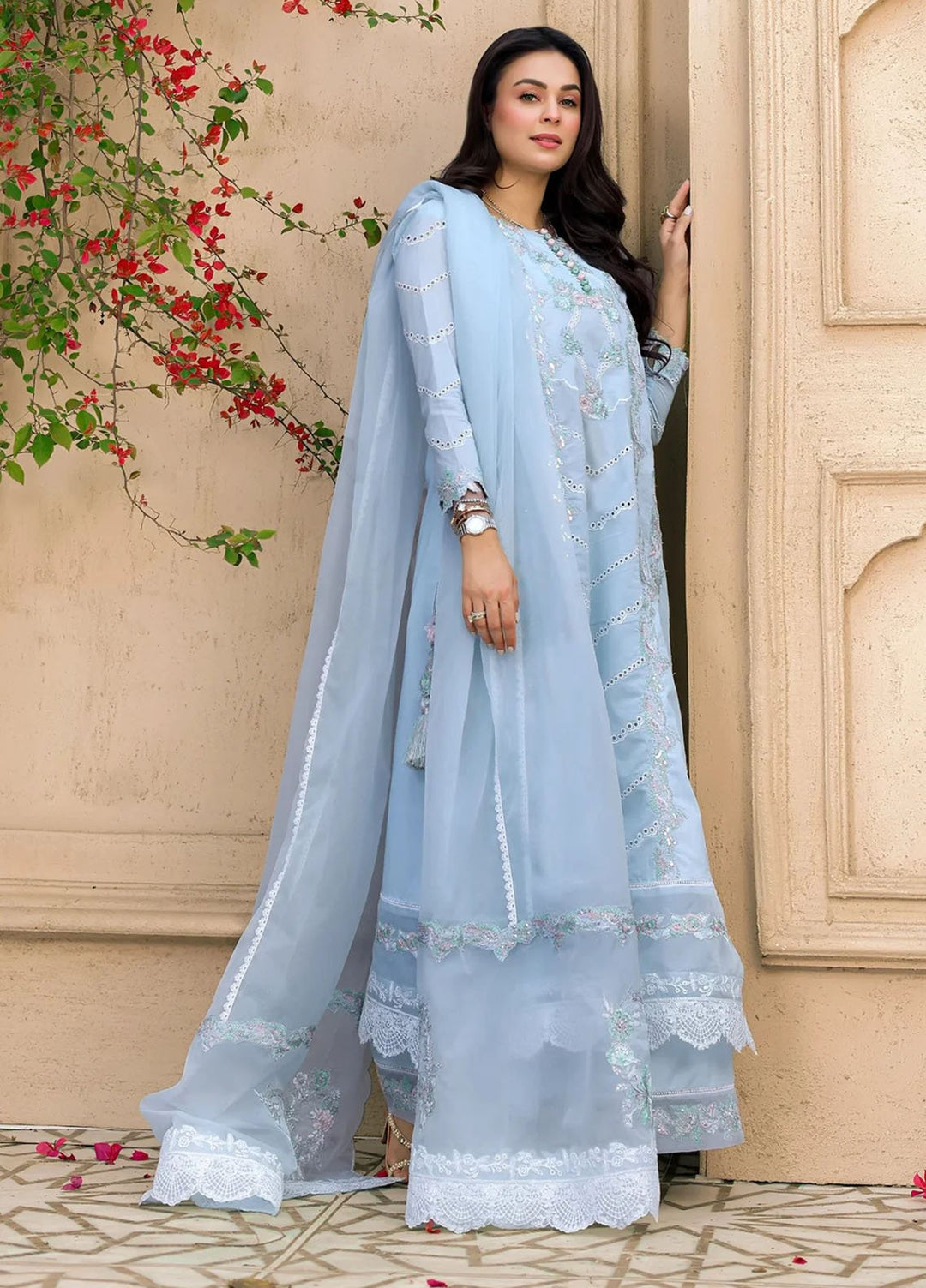 Tabeer by Mariam Malik London Pret Embroidered Lawn 3 Piece Suit Azure