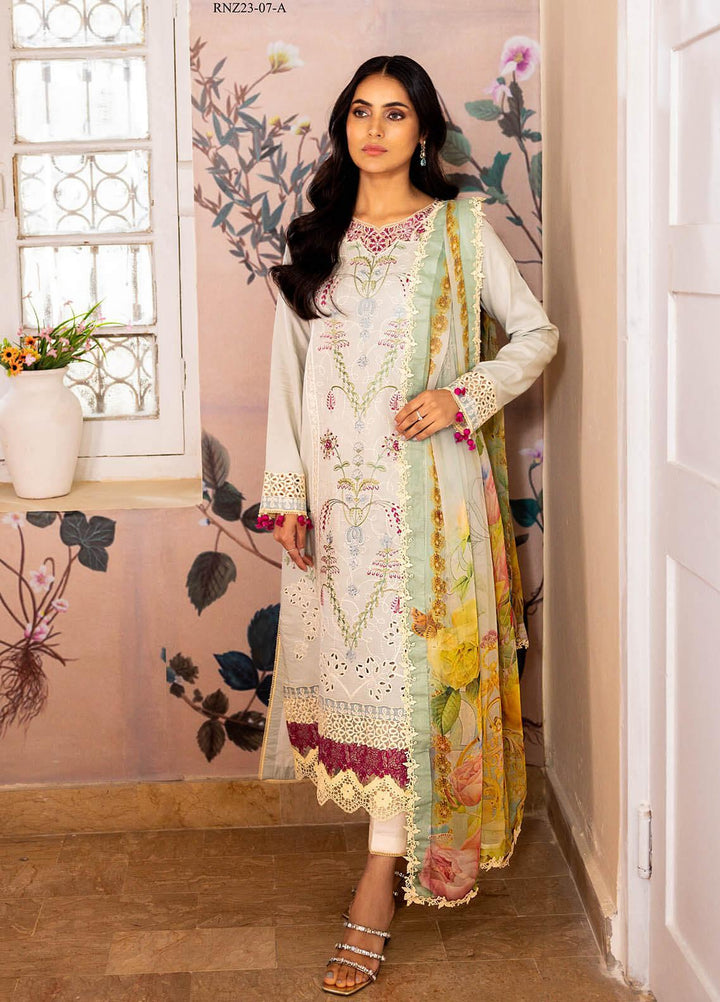Tabeer By Roheenaz Embroidered Lawn Suits Unstitched 3 Piece RNZ23T RNZ23-07-A Erum - Summer Collection