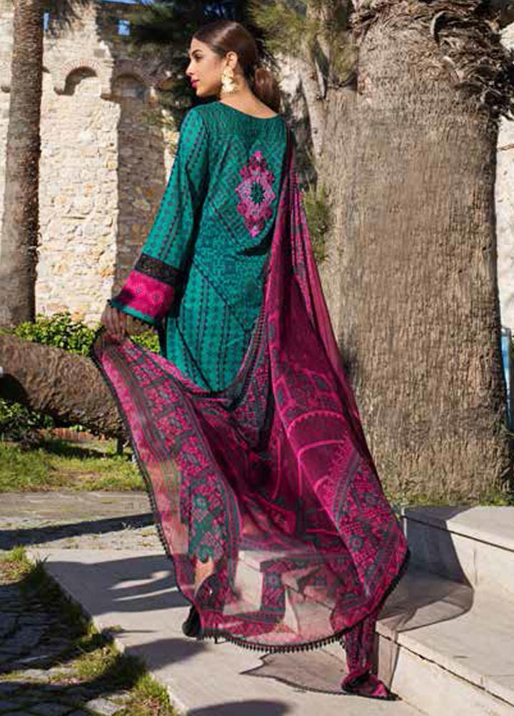 Tahra by Zainab Chottani Embroidered Lawn Suits Unstitched 3 Piece TZC21L 5B EMERALD ELEGANCE - Summer Collection