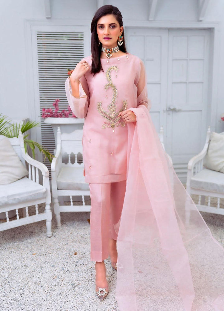 PSK Couture Pret Embroidered Tissue 4 Piece Suit CANDY CANE