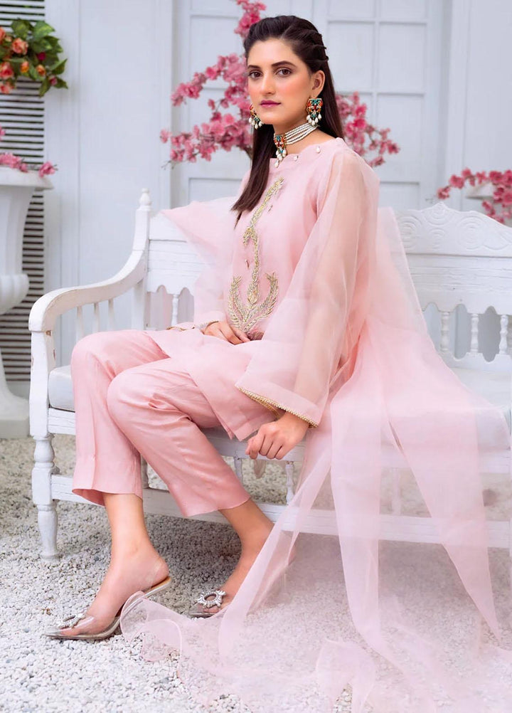 PSK Couture Pret Embroidered Tissue 4 Piece Suit CANDY CANE