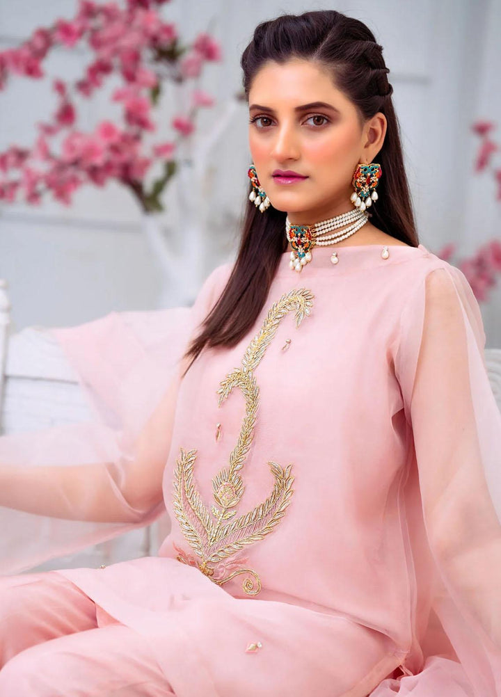 PSK Couture Pret Embroidered Tissue 4 Piece Suit CANDY CANE