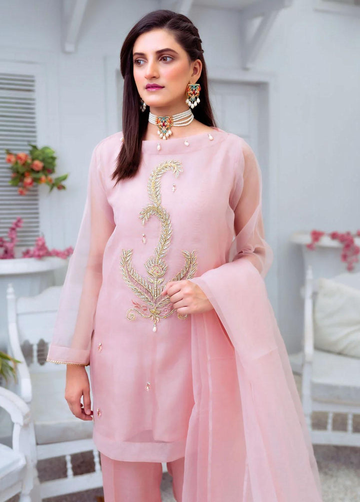 PSK Couture Pret Embroidered Tissue 4 Piece Suit CANDY CANE