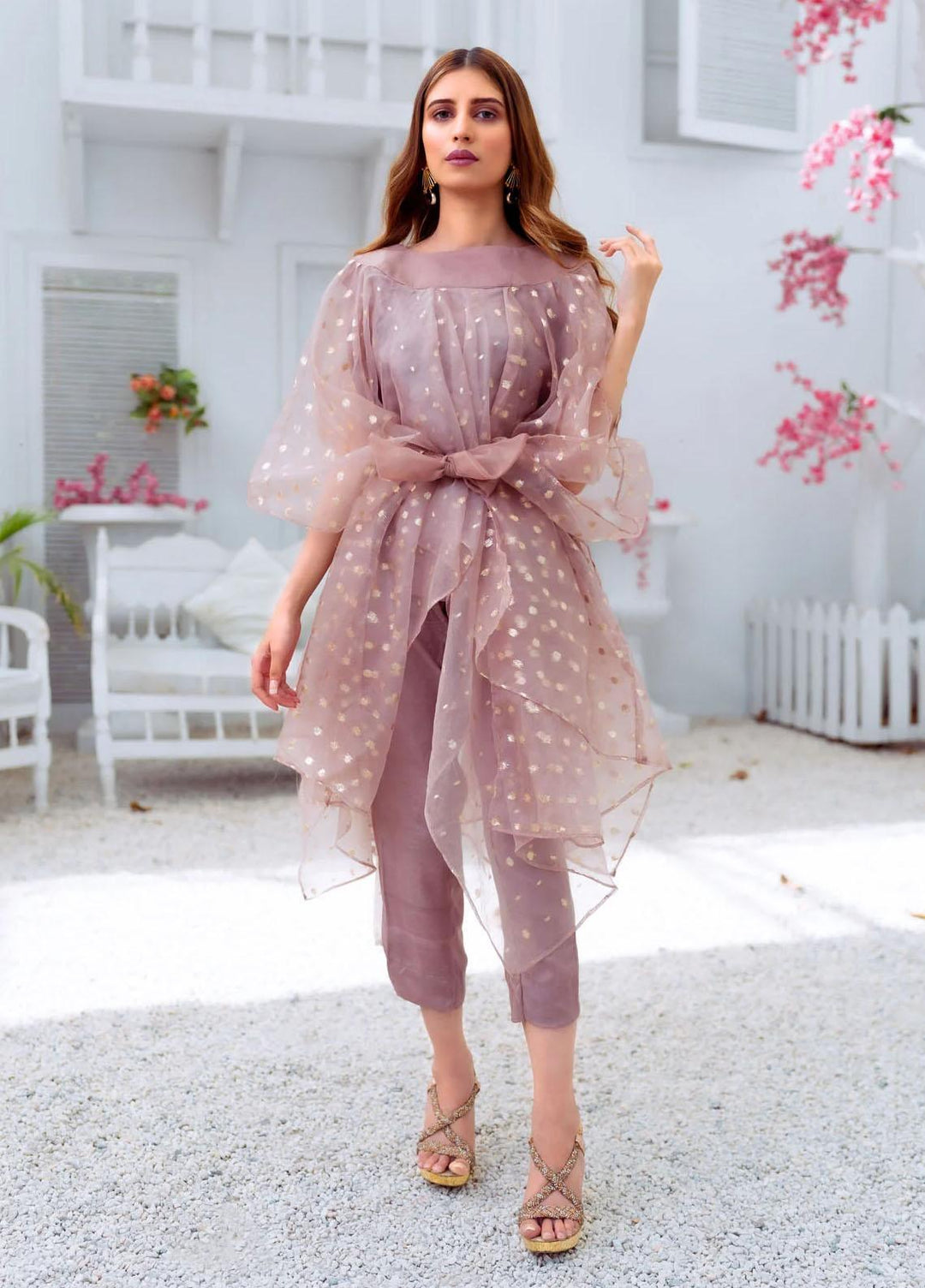 PSK Couture Pret Embroidered Tissue 2 Piece Suit CHERRY BLOSSOM