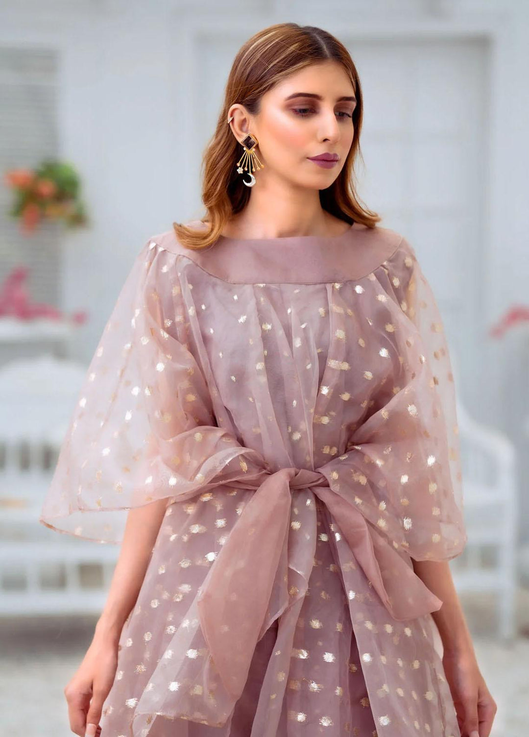 PSK Couture Pret Embroidered Tissue 2 Piece Suit CHERRY BLOSSOM