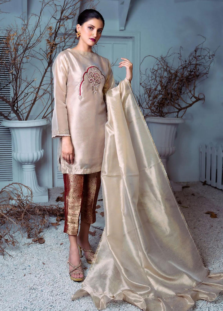 PSK Couture Pret Embroidered Tissue 3 Piece Suit THE SHIMMER