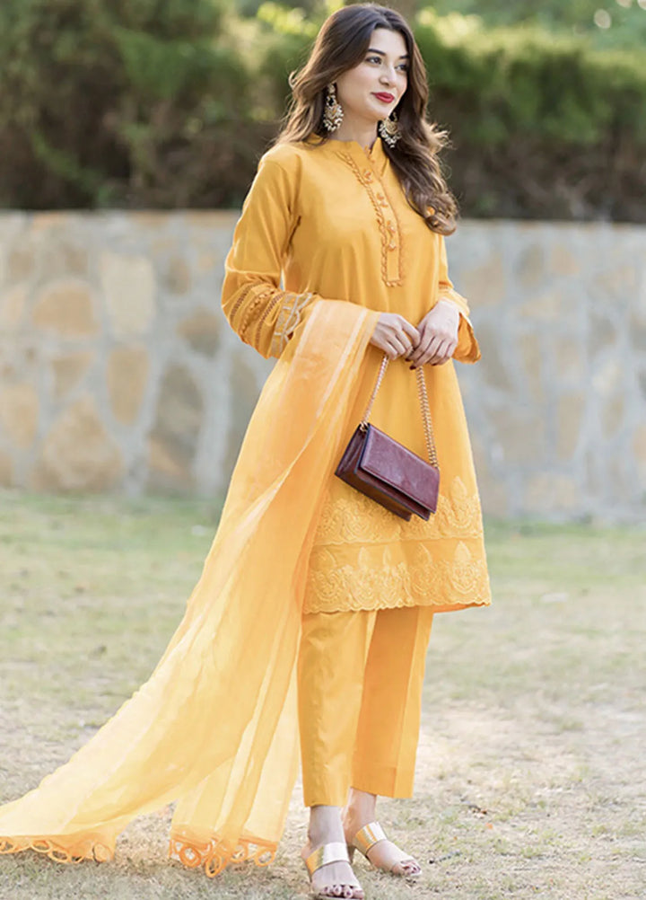 Tassawur Pret Embroidered Cotton 3 Piece Suit Malt