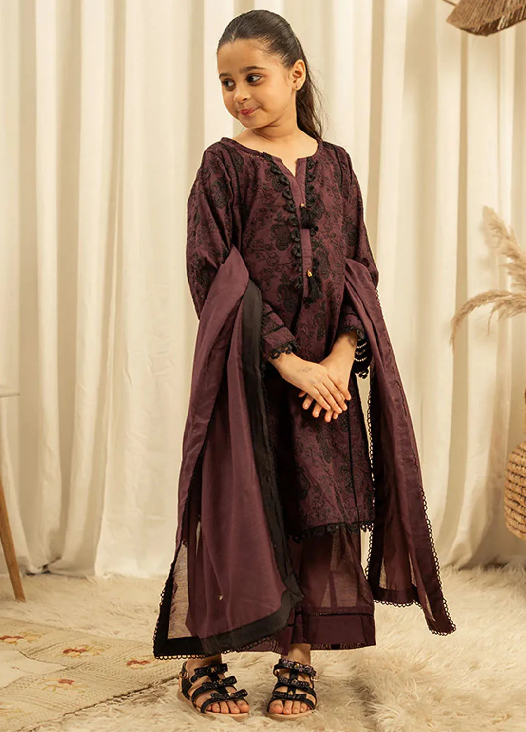 Tassels Pret Embroidered Khaadi Cotton 3 Piece Suit Elena-Kids