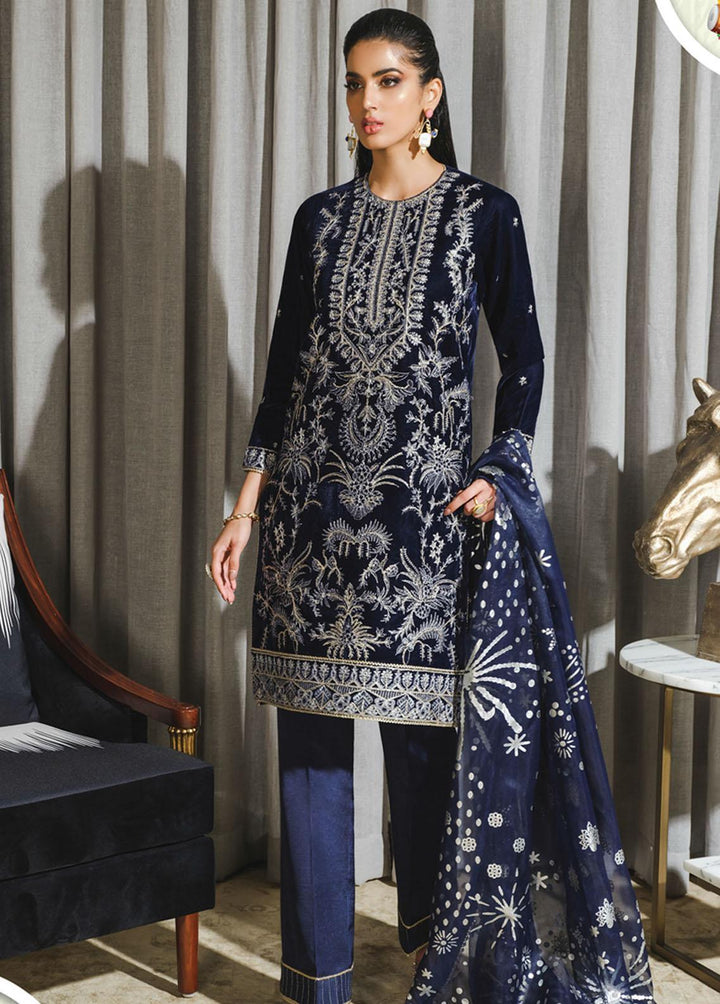 Tehwaar By Rang Rasiya Embroidered Velvet Suits Unstitched 3 Piece RR22T D-01 Fairuzah - Luxury Collection