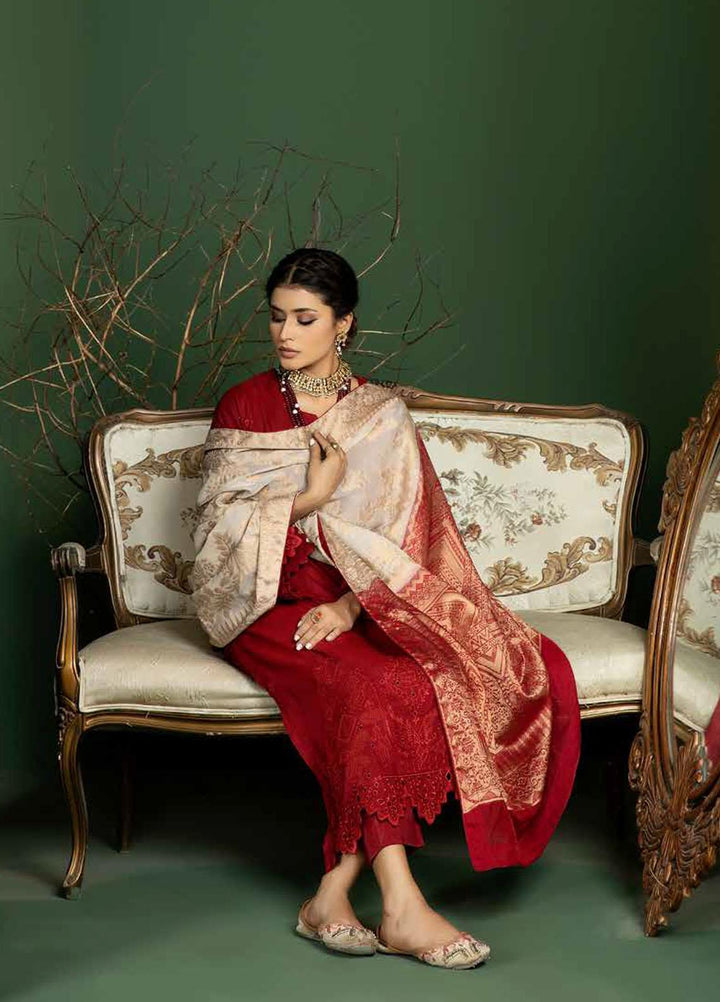 Tehzeeb by Riaz Arts Embroidered Leather Peach Suits Unstitched 3 Piece RA22TB TL-107 - Winter Collection