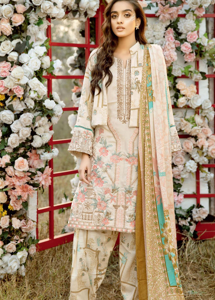 Tehzeeb by Riaz Arts Embroidered Leather Peach Suits Unstitched 3 Piece RA21TL LP-12 - Winter Collection