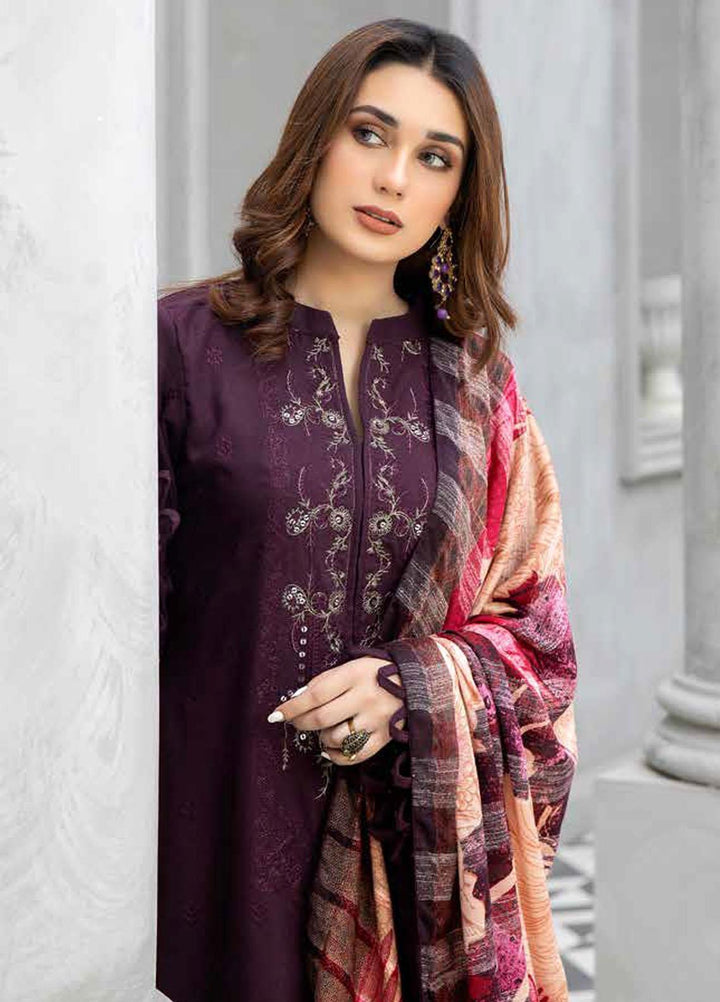 Tehzeeb By Riaz Arts Embroidered Leather Peach Suits Unstitched 3 Piece RA22TL5 TL-125 - Winter Collection