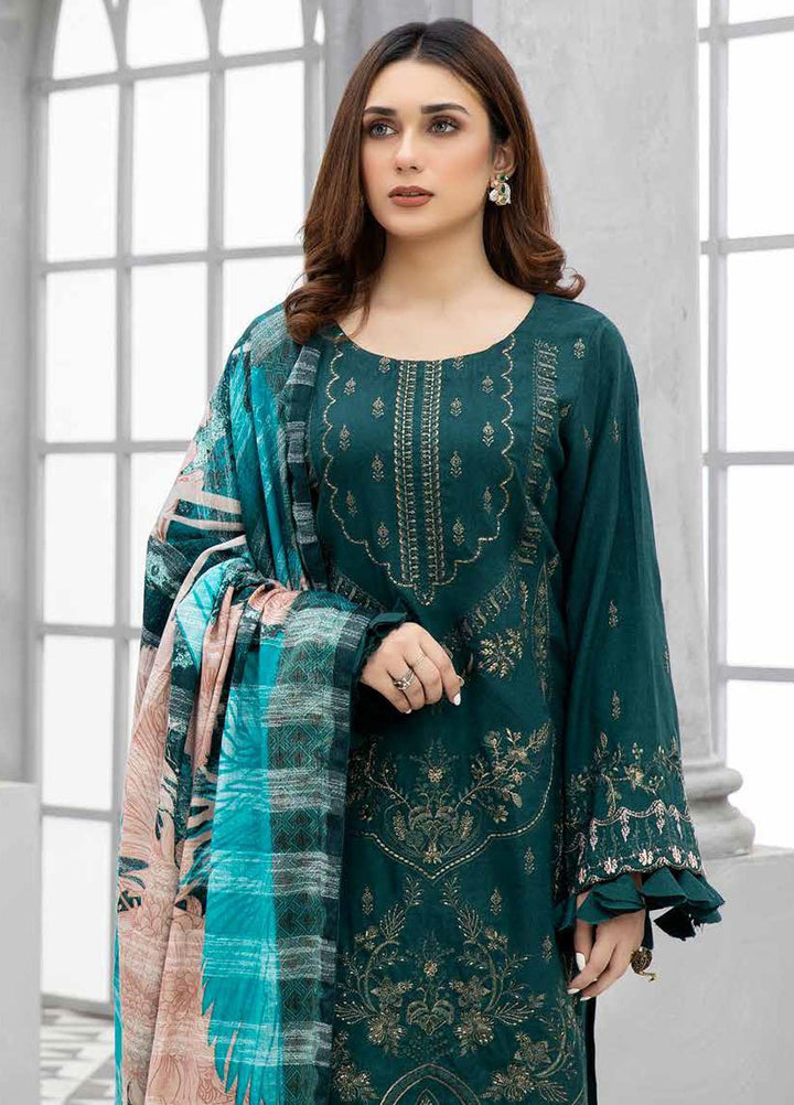 Tehzeeb By Riaz Arts Embroidered Leather Peach Suits Unstitched 3 Piece RA22TL5 TL-128 - Winter Collection