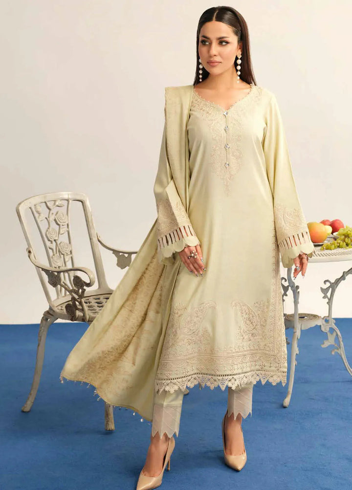 Tehzeeb By Riaz Arts Embroidered Leather Peach Suit Unstitched 3 Piece RA24EW TL-320 - Winter Collection