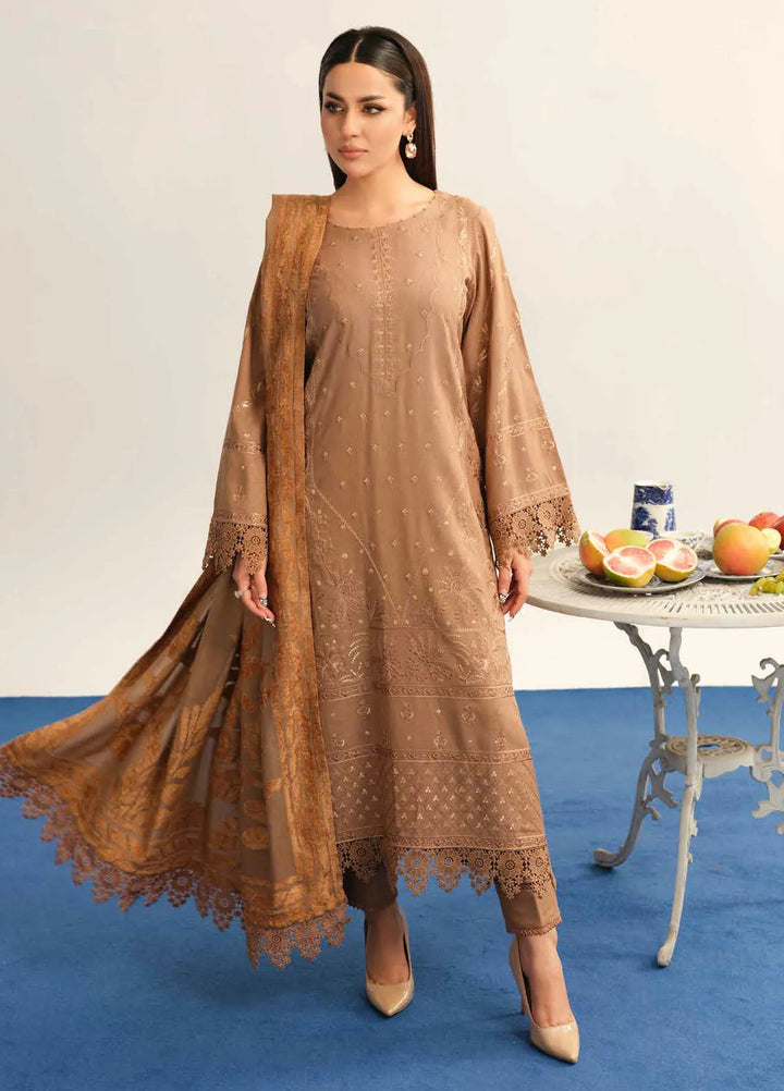 Tehzeeb By Riaz Arts Embroidered Leather Peach Suit Unstitched 3 Piece RA24EW TL-325 - Winter Collection