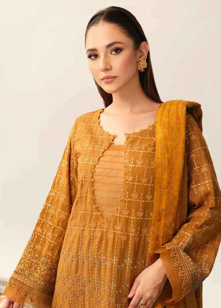 Tehzeeb By Riaz Arts Embroidered Leather Peach Suit Unstitched 3 Piece RA24EW TL-327 - Winter Collection