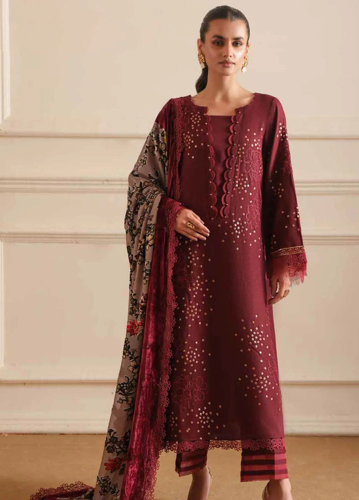 Tehzeeb By Riaz Arts Embroidered Leather Peach Suit Unstitched 3 Piece RA24TE TL-305 - Winter Collection