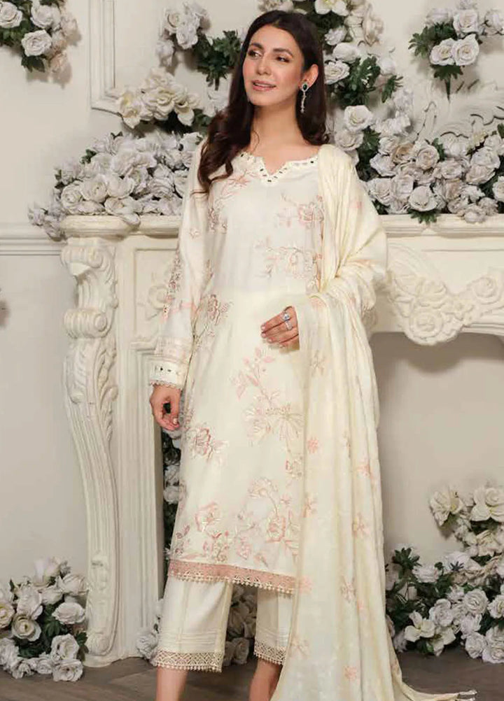 Tehzeeb by Riaz Arts Embroidered Leather Peach Suit Unstitched 3 Piece RA24TLW TL-296 - Winter Collection