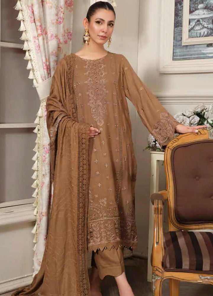 Tehzeeb by Riaz Arts Embroidered Leather Peach Suit Unstitched 3 Piece RA24TLW TL-298 - Winter Collection